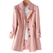 Fitted Women's Trench Coat with Buttons and Classic Collar