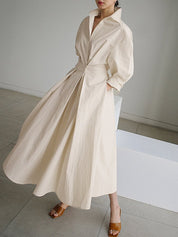Women's Elegant Maxi Shirt Dress with Long Sleeves