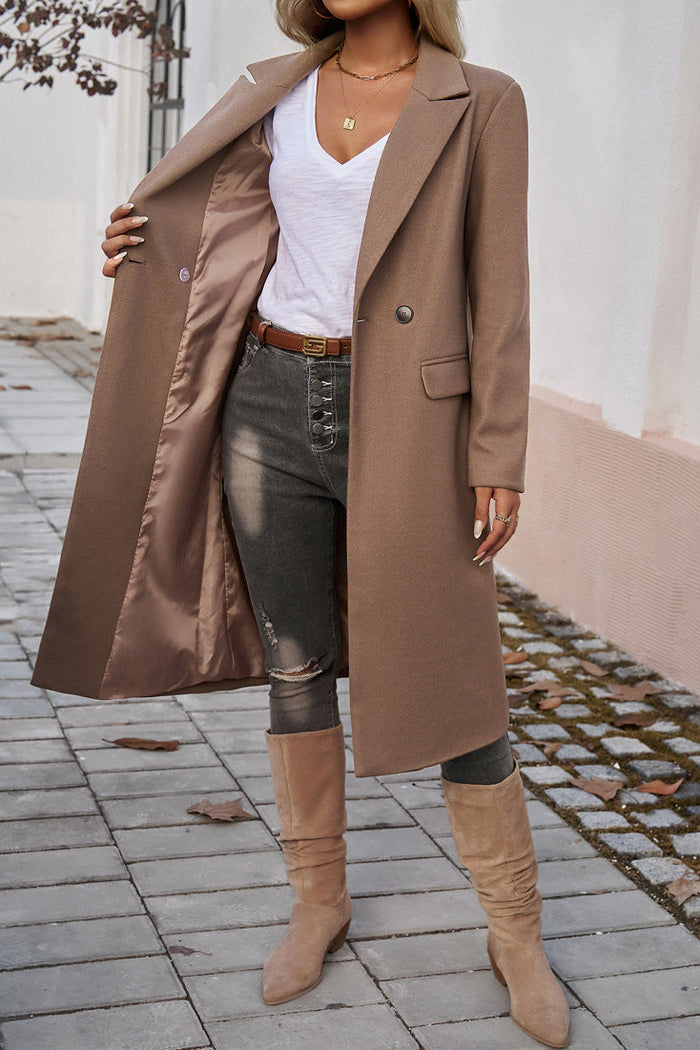 Elegant Women's Blazer Midcoat with Buttons