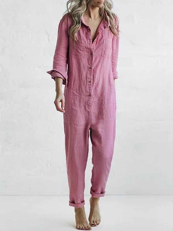Women's Jumpsuit with Buttons and Long Sleeves
