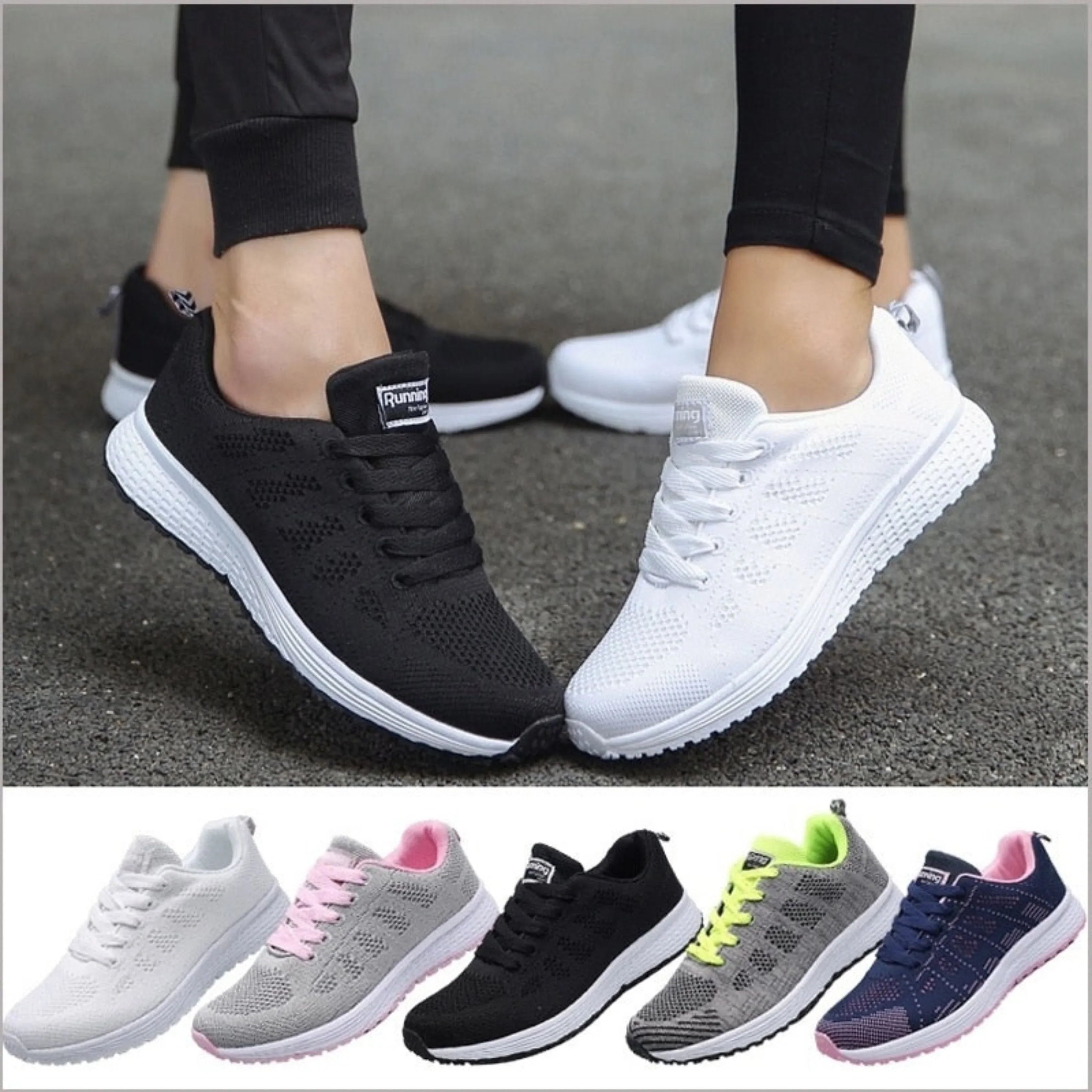 Sporty Mesh Sneakers for Women for Running and Walking