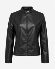 Fitted Women's Leather Jacket with Zipper
