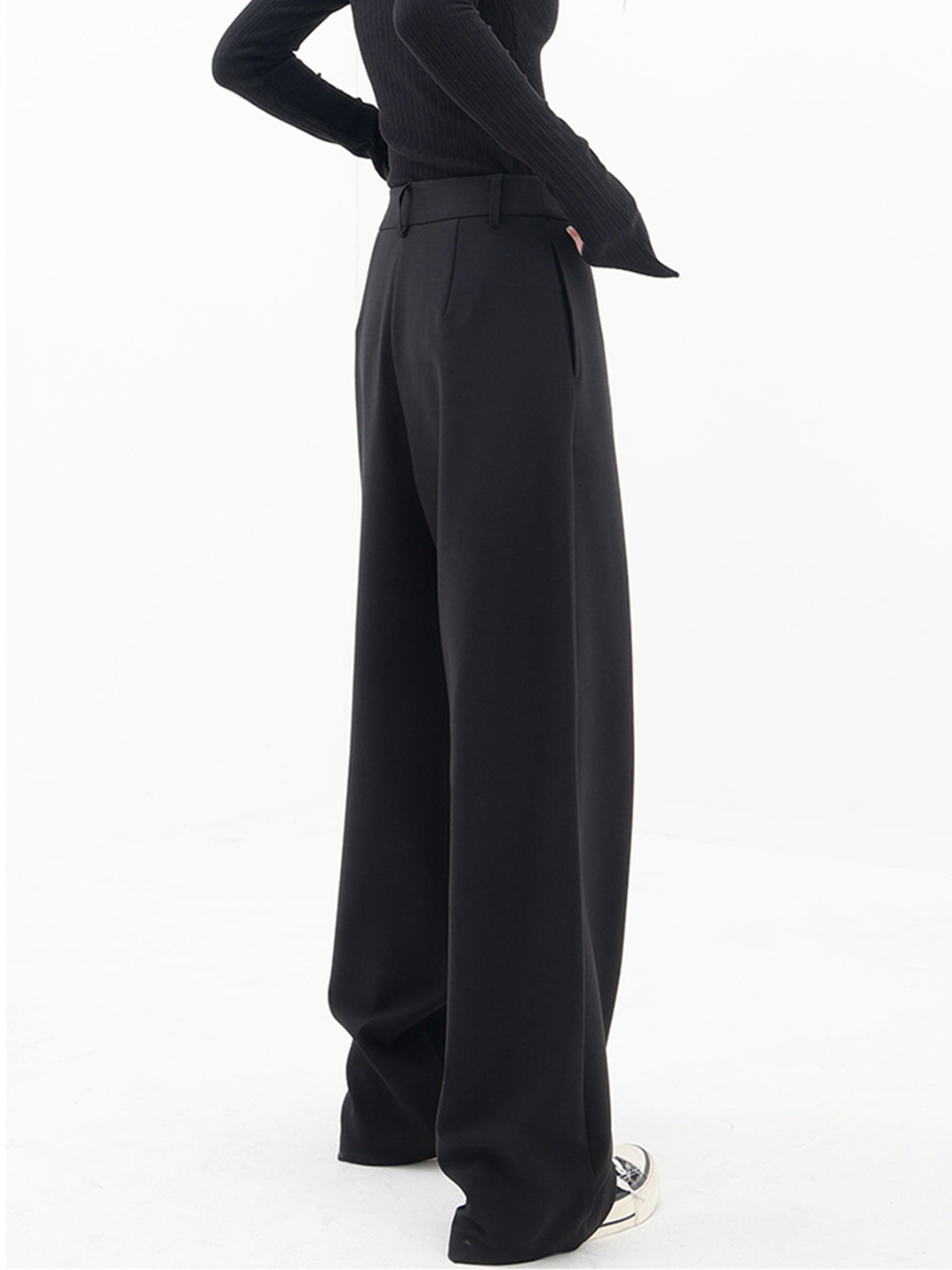 Asymmetrical Wide Trousers for Women with High Waist