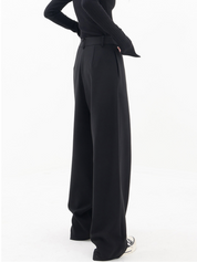 Asymmetrical Wide Trousers for Women with High Waist