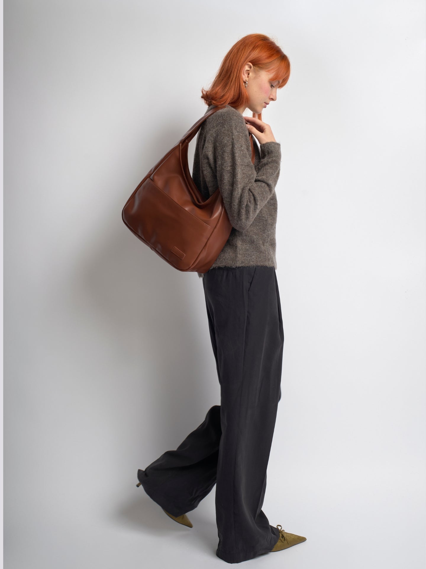 Minimalist Vegan Leather Hobo Shoulder Bag