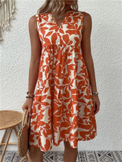 Amelie - Sleeveless Women's Midi Summer Dress with Print