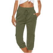 Casual Women's Capri Pants with Drawstring and Pockets