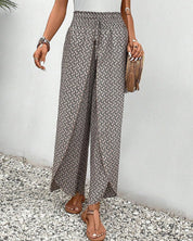 Stylish Lightweight Printed Pants with Wide Legs
