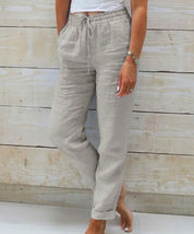 Casual Pants with Elastic Waist and Straight Legs