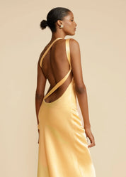 Satin One-Shoulder Maxi Dress with Open Back Gala Dress for Women