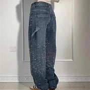 Women's High-Waisted Straight Jeans with Glitter