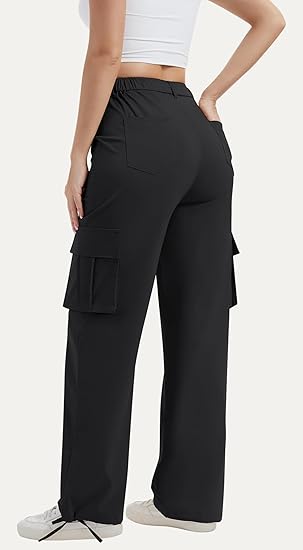 Women’s Cargo Pants with High Waist and Wide Legs