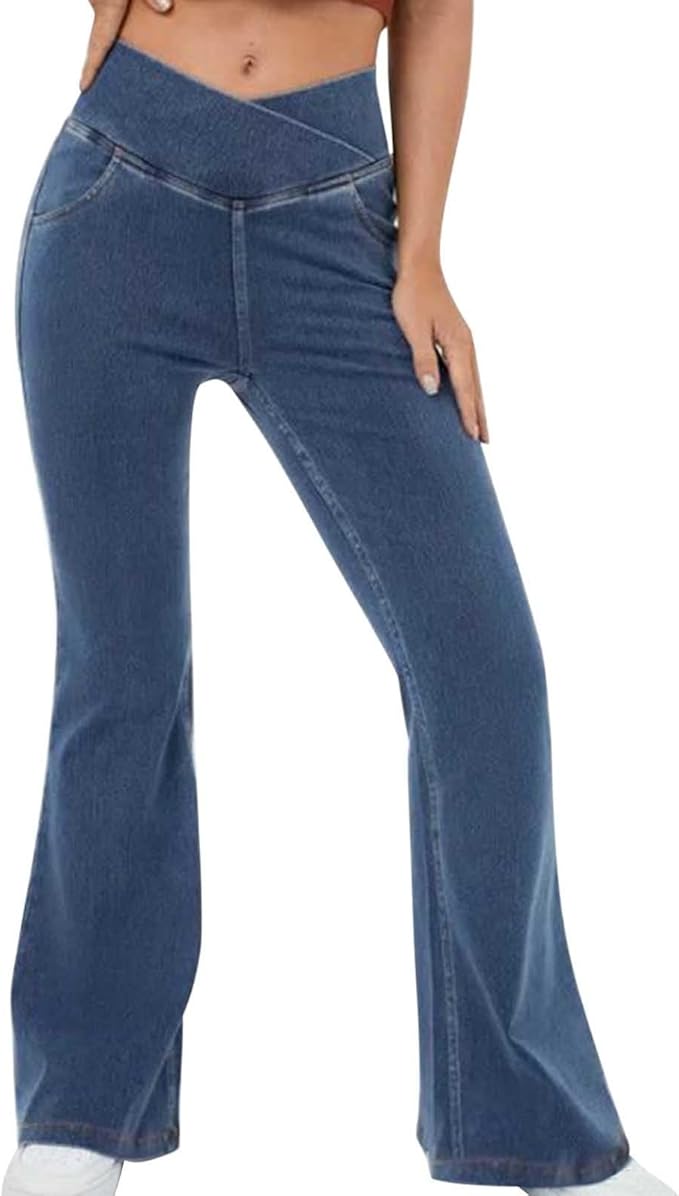 Flared Jeans for Women with High Waist and Stretch Fit