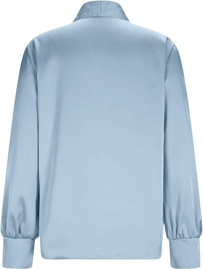 Elegant Women's Blouse with Bow Detail and Long Sleeves