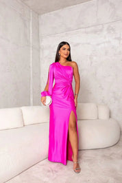 Women's Elegant Gala Maxi Dress with One Shoulder and Split