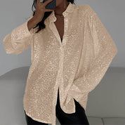 Festive Sequin Blouse with Long Sleeves for Women