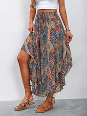 Jolie - Draped High Waist Maxi Skirt with Print for Women