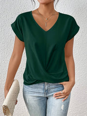 Chic Women's Blouse with V-Neck and Draped Detail