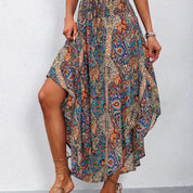 Jolie - Draped High Waist Maxi Skirt with Print for Women
