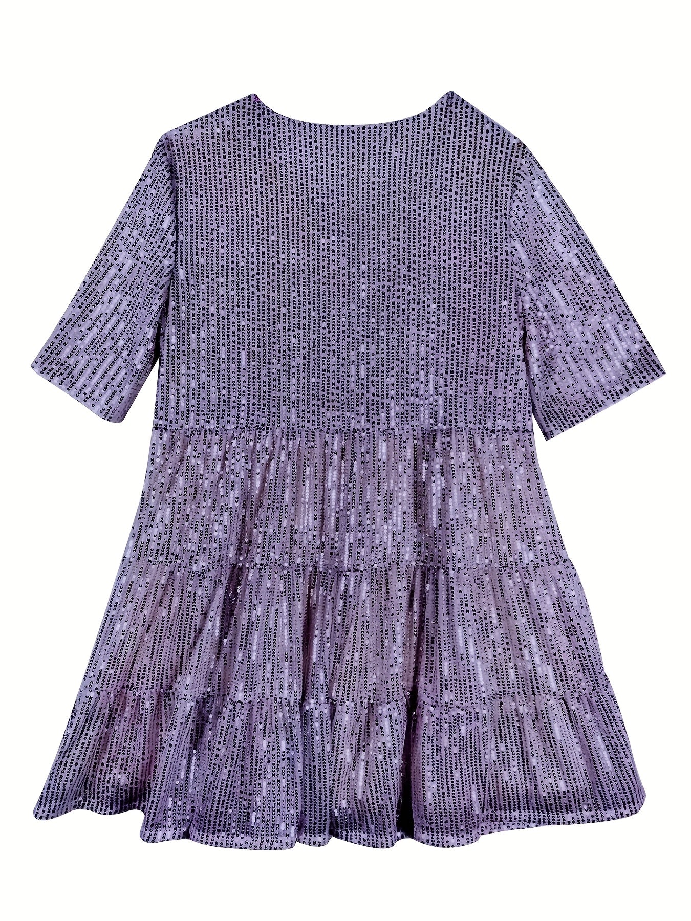 Glitter A-Line Women’s Mini Party Dress with Short Sleeves