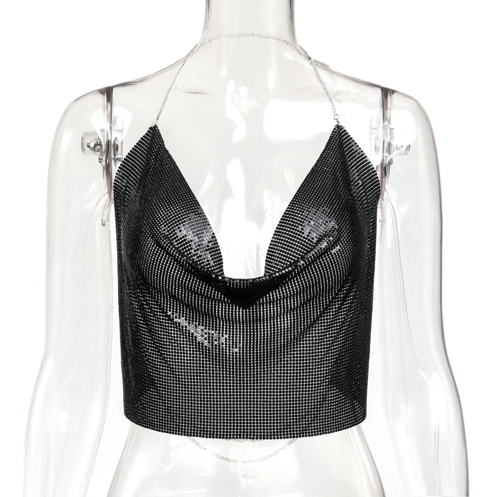 Sparkling Cropped Halter Top for Women