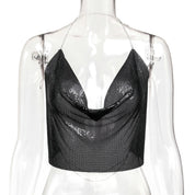 Sparkling Cropped Halter Top for Women