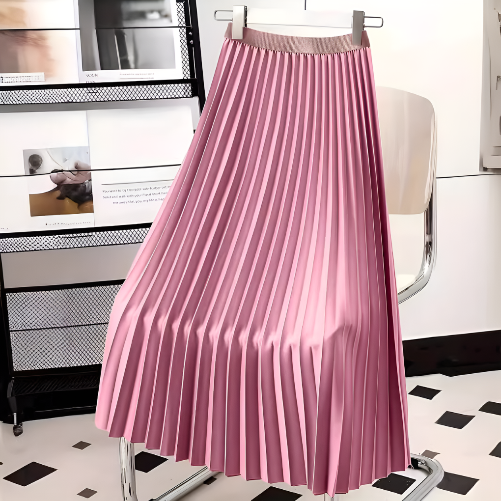 Stylish Midi Skirt with Flowing Pleats for Women