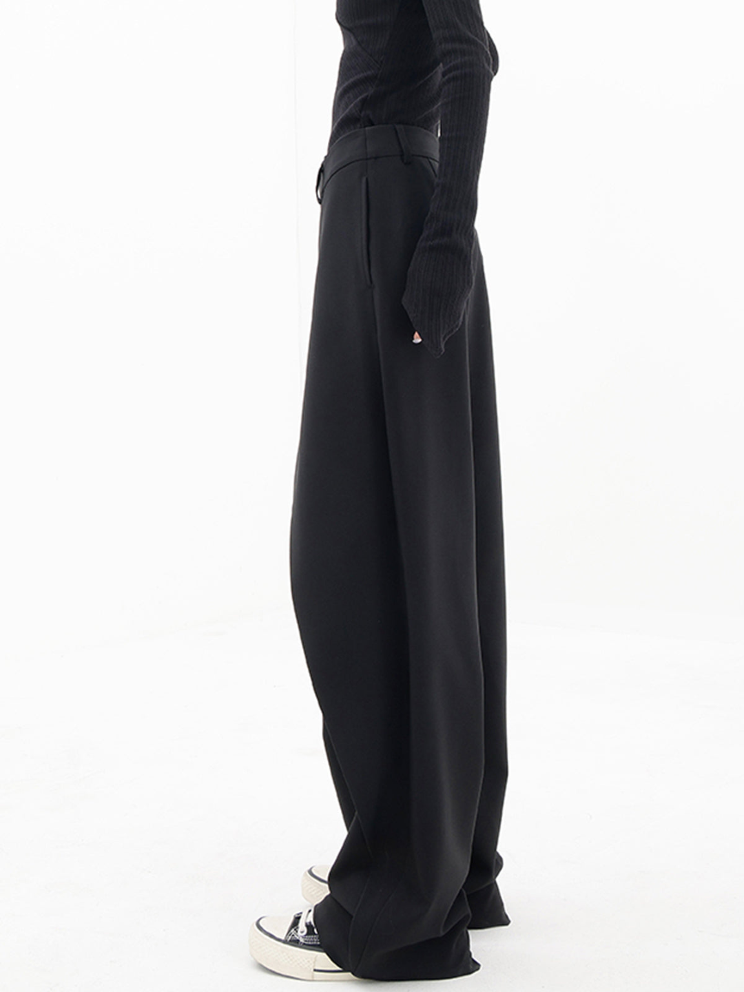 Asymmetrical Wide Trousers for Women with High Waist