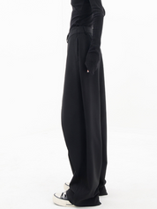 Asymmetrical Wide Trousers for Women with High Waist