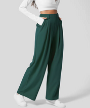 High Waist Pants for Women with Elastic Waist and Wide Legs