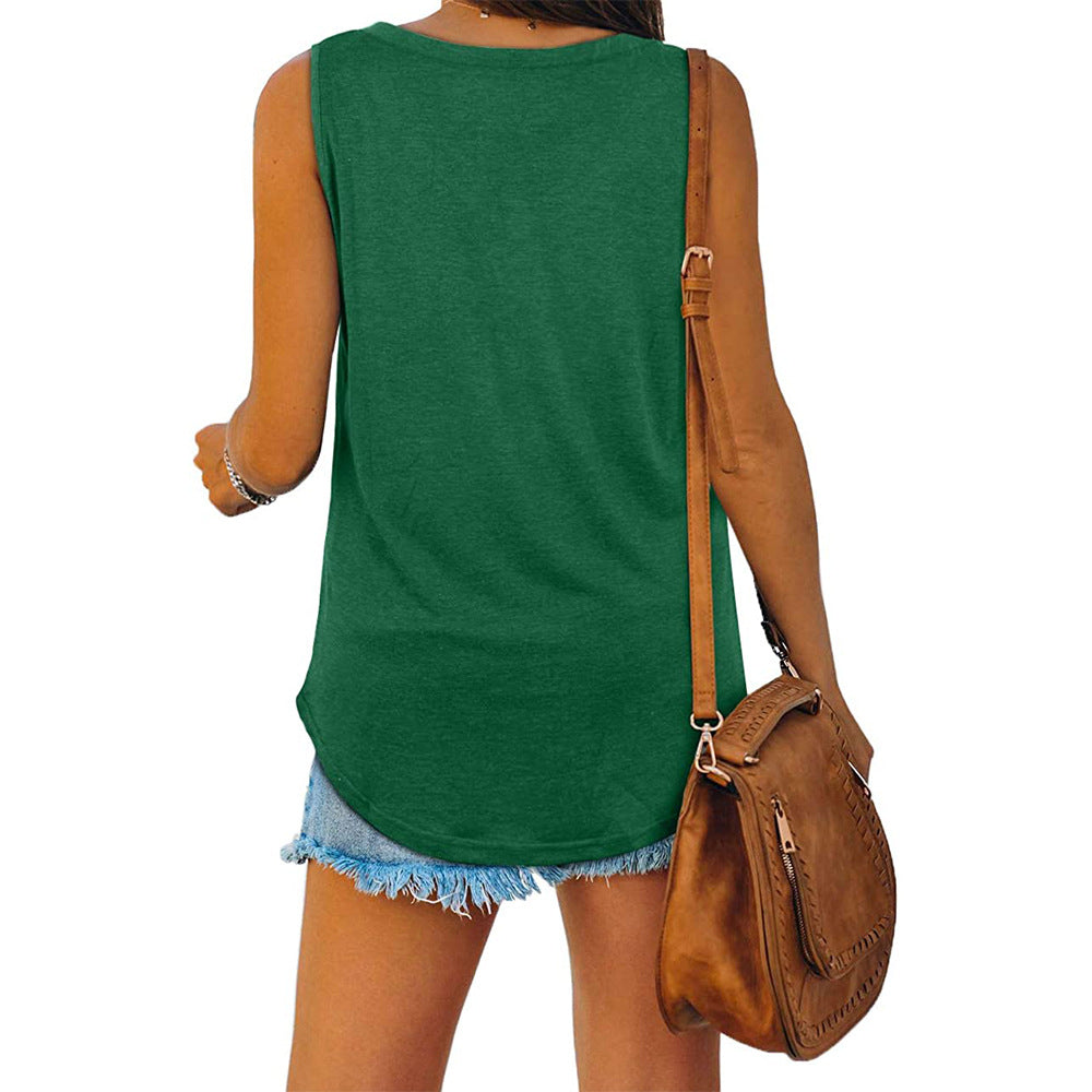 Loose V-Neck Sleeveless Top for Women
