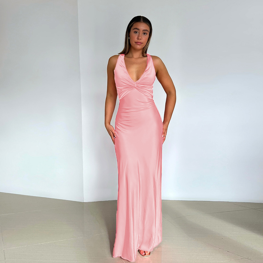 Celine - Sleeveless Evening Dress with V-Neck