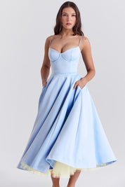 Elegant A-Line Midi Cocktail Dress for Women with Spaghetti Straps