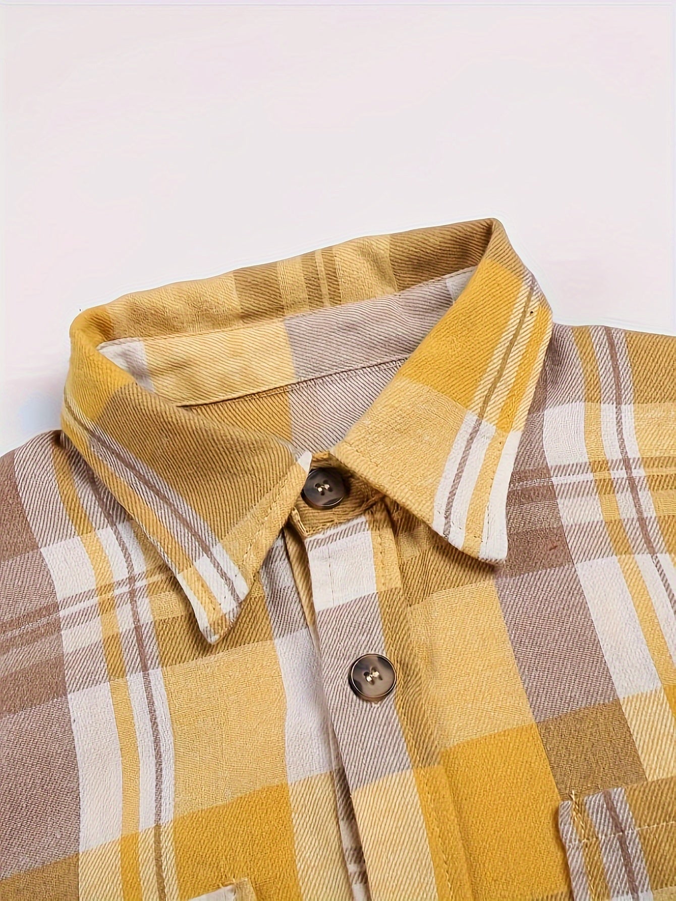 Checked Blouse Long Sleeve with Button Closure for Women