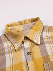 Checked Blouse Long Sleeve with Button Closure for Women