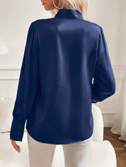 Elegant Women's Blouse with Bow Detail and Long Sleeves