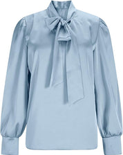 Elegant Women's Blouse with Bow Detail and Long Sleeves