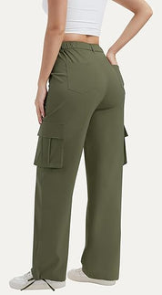 Women’s Cargo Pants with High Waist and Wide Legs