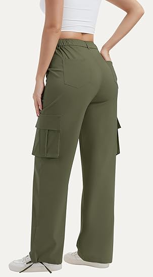 Women’s Cargo Pants with High Waist and Wide Legs