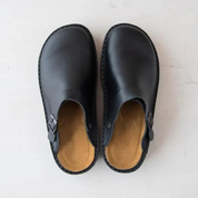 Men's Leather Clogs with Vintage Look and Comfortable Sole