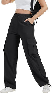 Women’s Cargo Pants with High Waist and Wide Legs
