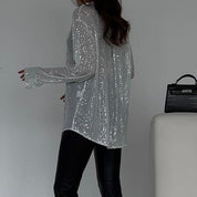 Transparent Party Blouse with Sequins for Women
