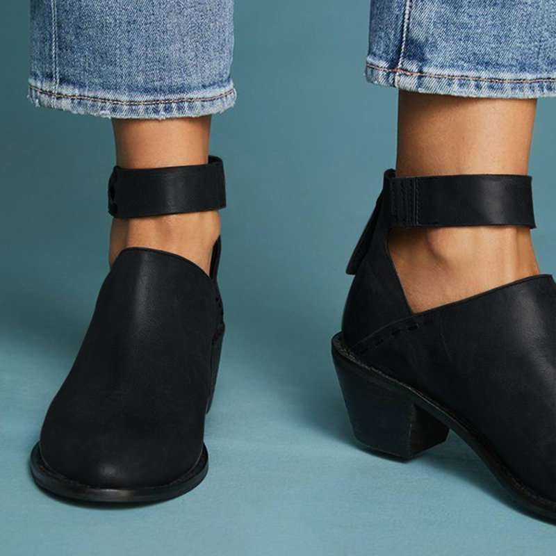 Elegant Ankle Boots with Open Heel and Block Heel for Women