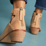 Elegant Ankle Boots with Open Heel and Block Heel for Women