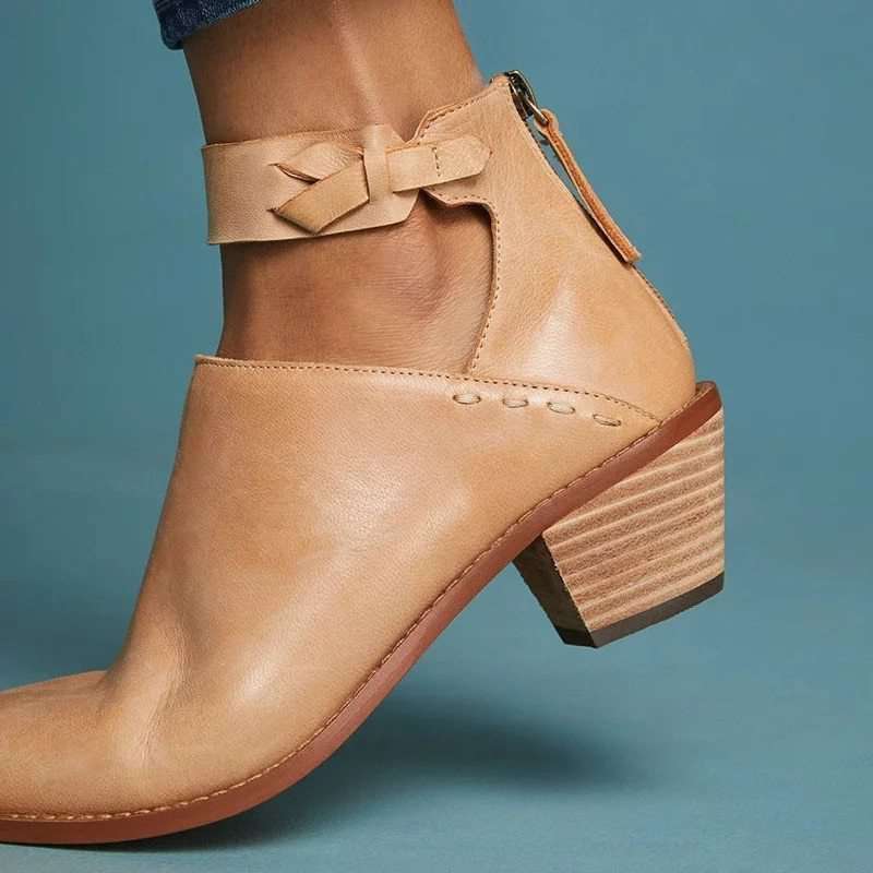 Elegant Ankle Boots with Open Heel and Block Heel for Women