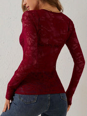 Annelot - Edge body with long sleeves and deep neckline