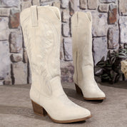 Western Cowboy Boots With Embroidery And Block Heel For Women