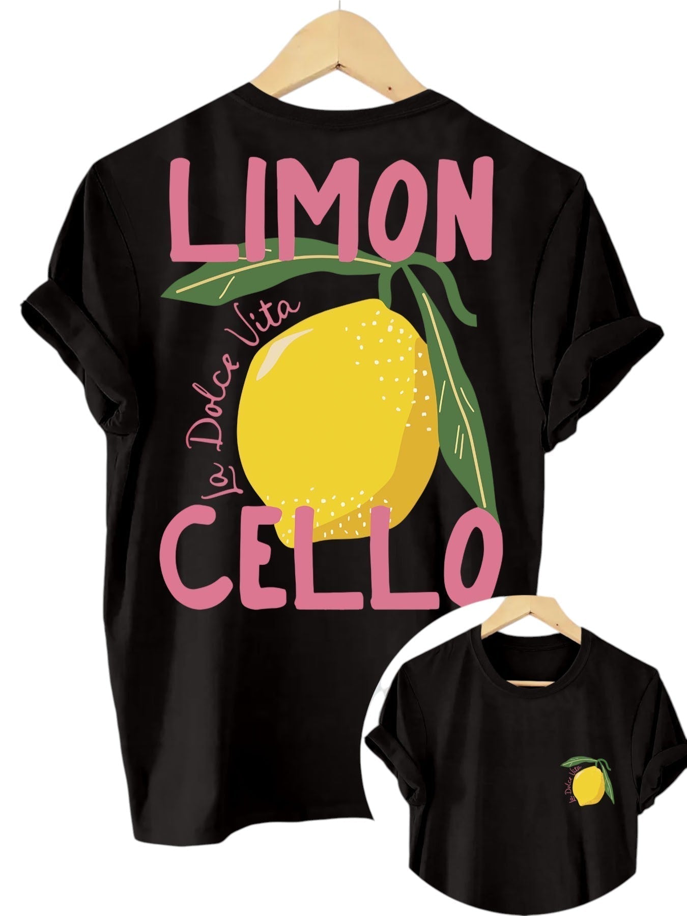 Comfortable T-Shirt for Women with Lemon Illustration and Back Print