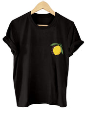 Comfortable T-Shirt for Women with Lemon Illustration and Back Print