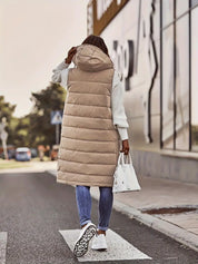 Puffer Bodywarmer with Hoodie and Zipper Pockets for Women